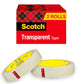 Scotch Brand Transparent Tape, Clear Tape Engineered for Office and Home Use, 3/4 x 2592 Inches, 3 Inch Core, 2 Rolls