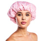 Reusable Nylon Shower Cap & Bath Cap, Reversible Oversized Waterproof Shower Caps Large Designed for all Hair Lengths w Terry Lining & Elastic Band Stretch Hem Hair Hat - Socialite Boudoir