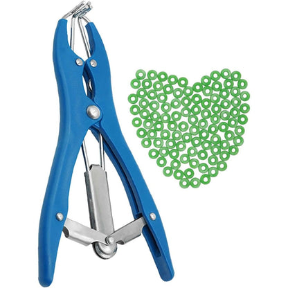 Livestock Castration Bander with 100 Pieces Castrator Rings for Lambs and Piglets