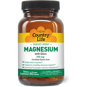 Target-Mins Magnesium with Silica 300mg, 60 Vegan Capsules, Certified Gluten Free, Certified Vegan