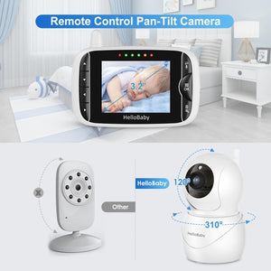 HelloBaby Monitor with Camera and Audio, IPS Screen LCD Display Video Baby Monitor No WiFi Infrared Night Vision, Temprature Screen Lullaby, Two Way Audio and VOX Mode (HB66pro)