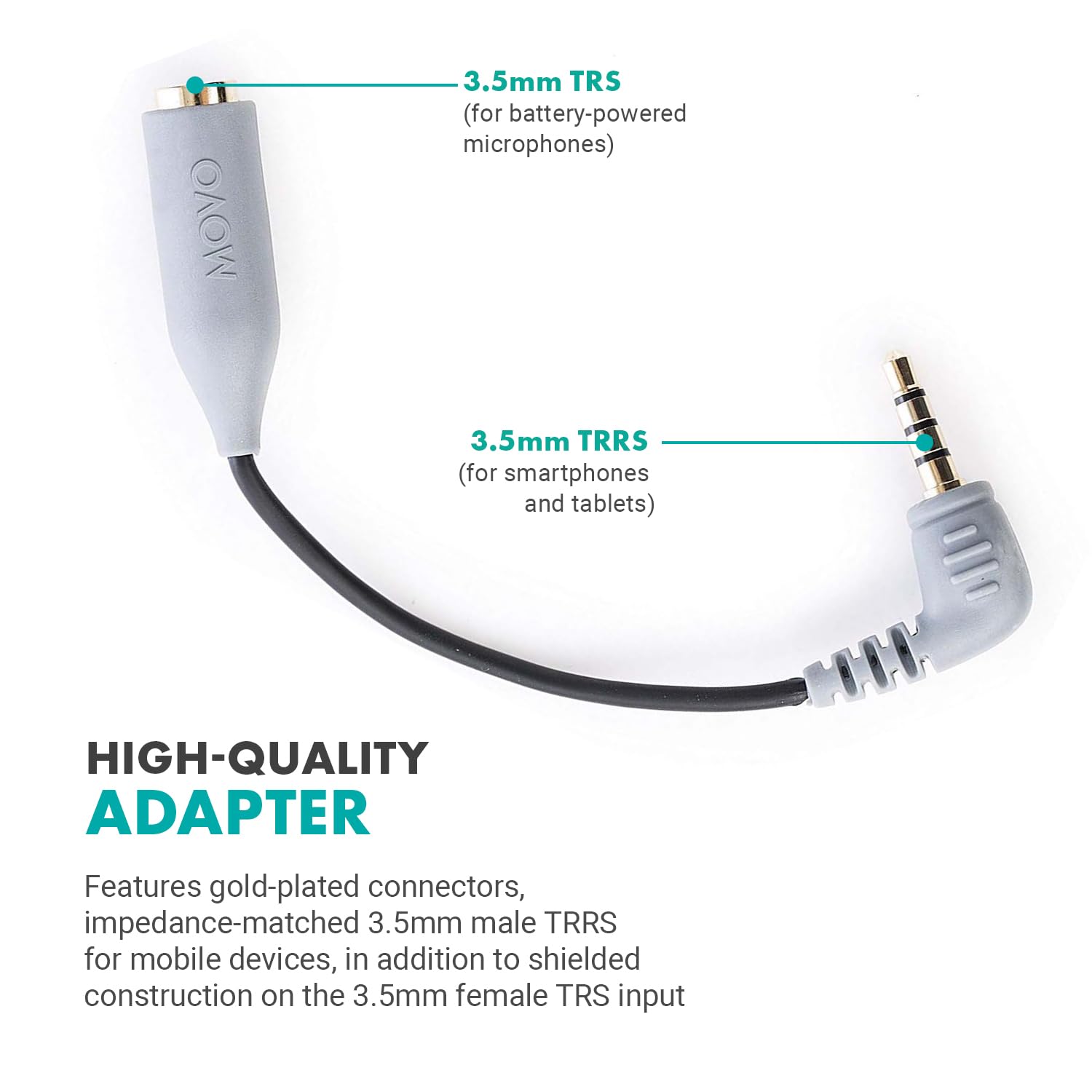 Buy now Movo MC3 3.5mm TRS to TRRS Adapter - Microphone Adapter for iPhone and Android Smartphones and Tablets at indiglob india