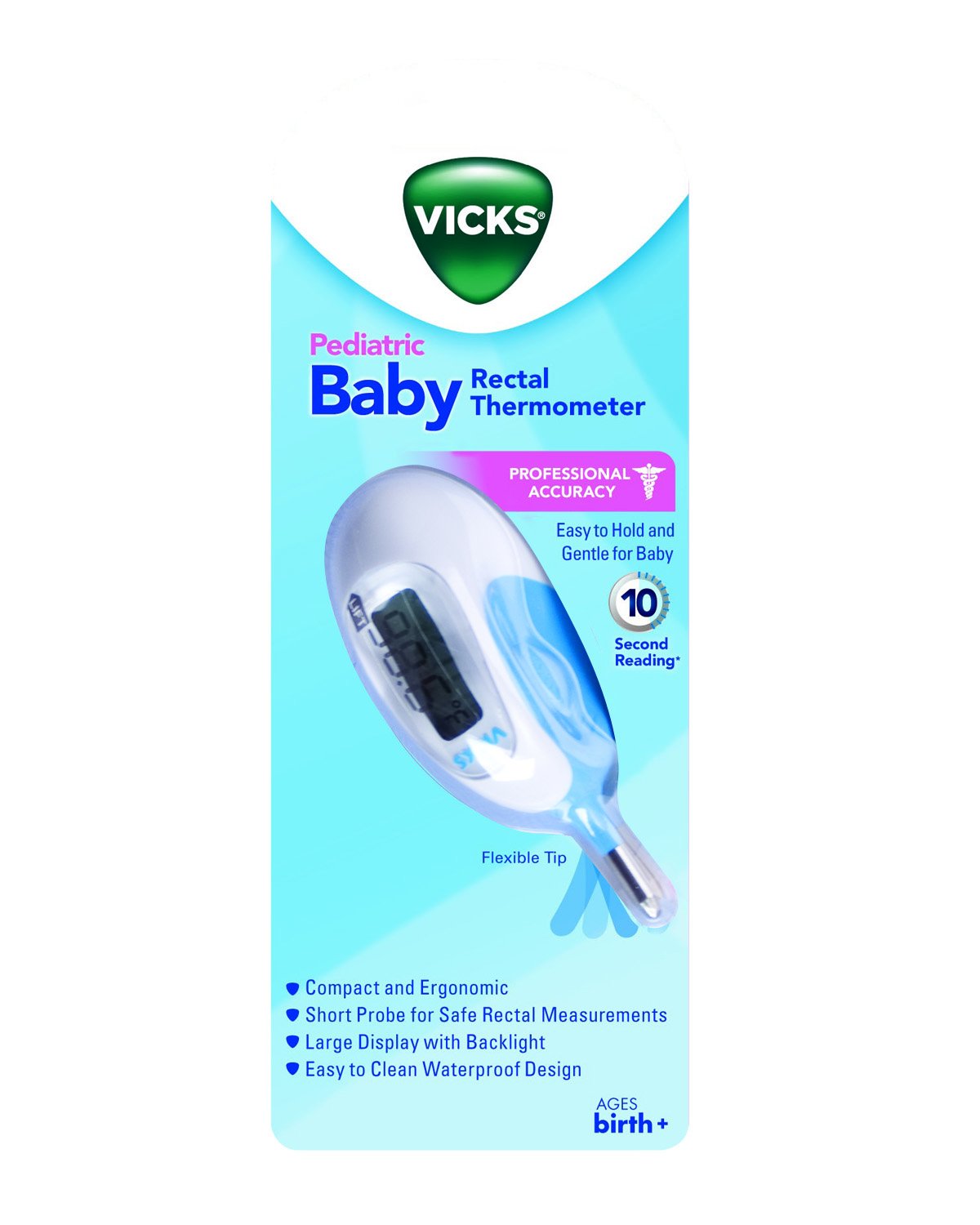 Buy now Vicks Baby Rectal Thermometer Baby Thermometer for Rectal Temperature, Short and Flexible Tip with Fast Read Times and Large Digital Display at indiglob india