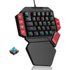 MageGee One Handed Professional Gaming Keyboard, RGB Backlit 35 Keys Mini Wired Mechanical Keyboard with Blue Switch for PC Gamer, Support 6 Macro Keys - Black/Red - Black/Blue Switch