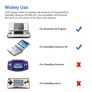 CSTESVN Gameboy Advance SP USB Charger Cable, GBA SP Charger USB Cable for Nintendo DS Original Console(NDS)/ Gameboy Advance SP (GBA SP) USB Power Charger Cable 3.9ft
