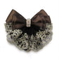 Lady Bow Hair Bun Net Snood Crochet Net Bun Hair Cover Hair Accessories Bowknot Decor Barrette Hair Clip Lace Flower Hair Accessories (Black)