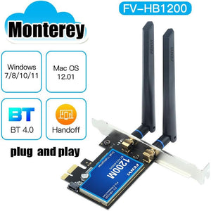 PCI-E WiFi Card BT4.0 for MacOS Windows 7/8/10/11 802.11a/g/n/ac PCI-E PCI Network Adapter mac-Compatible Wi-Fi AirDrop Handoff Instant Hotspot macOS MIMO Mac OS X natively Supported BCM4360 AC1200