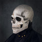 RRANYF Creepy Halloween Full Head Skull Mask with Movable Jaw, Adult Entire Head Realistic Latex Helmet, Scary Skeleton