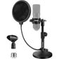BILIONE Multifunctional Desktop Microphone Stand, Adjustable Mic Stand Desk with Pop Filter, Shock Mount, Microphone Clip, 5/8" to 3/8" Metal Screw Adapter