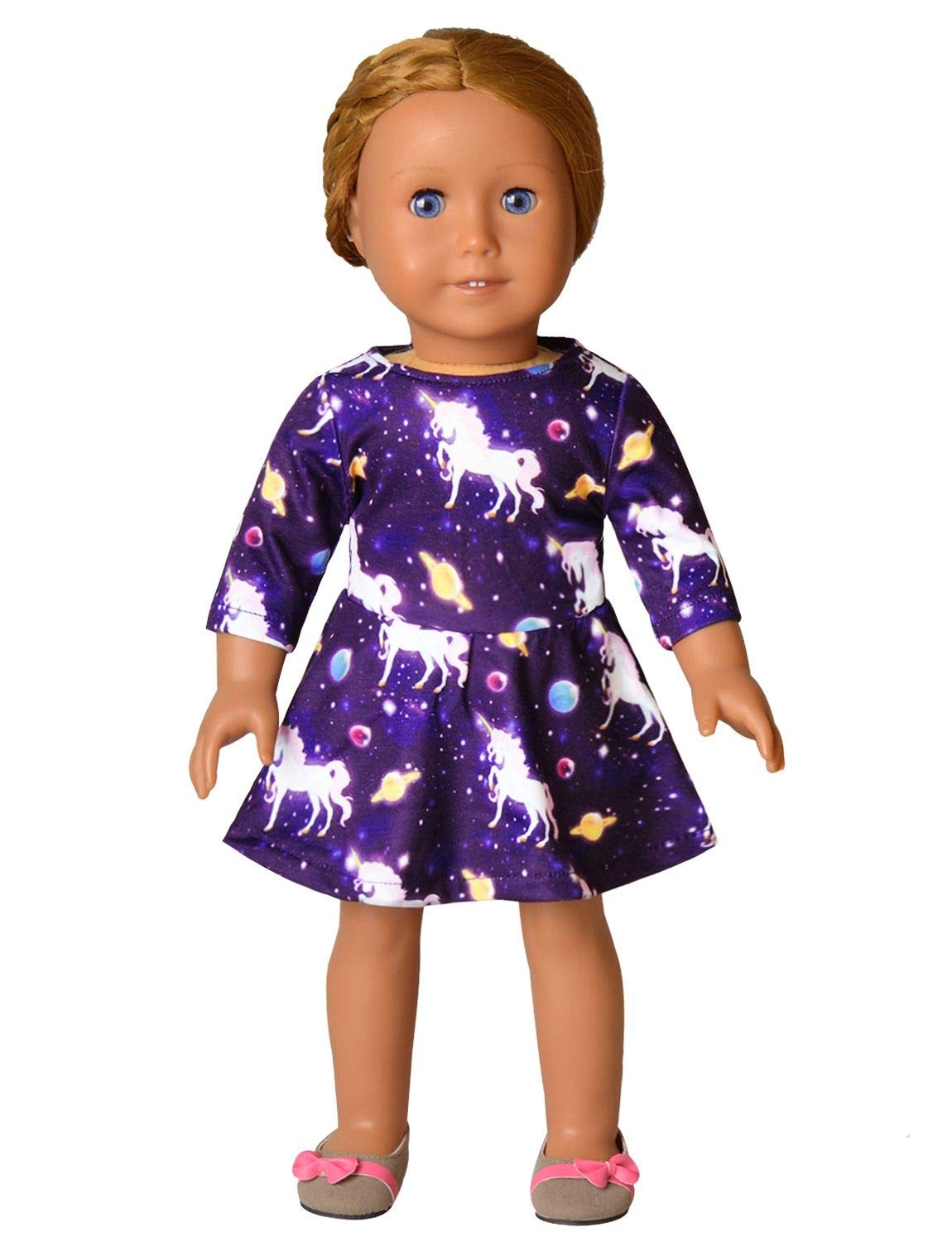 Buy now Unicorn Dresses for Girls & Doll 18 inch Long Sleeve Fall Winter Dresses 6 7 at indiglob india