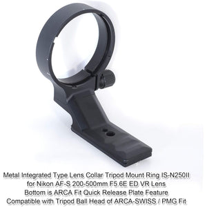 Lens Collar Compatible with Nikon AF-S NIKKOR 200-500mm f/5.6E ED VR, Lens Tripod Mount Ring Support Bracket Holder, Bottom is ARCA Fit Quick Release Plate for Tripod Ball Head ARCA-Swiss Type