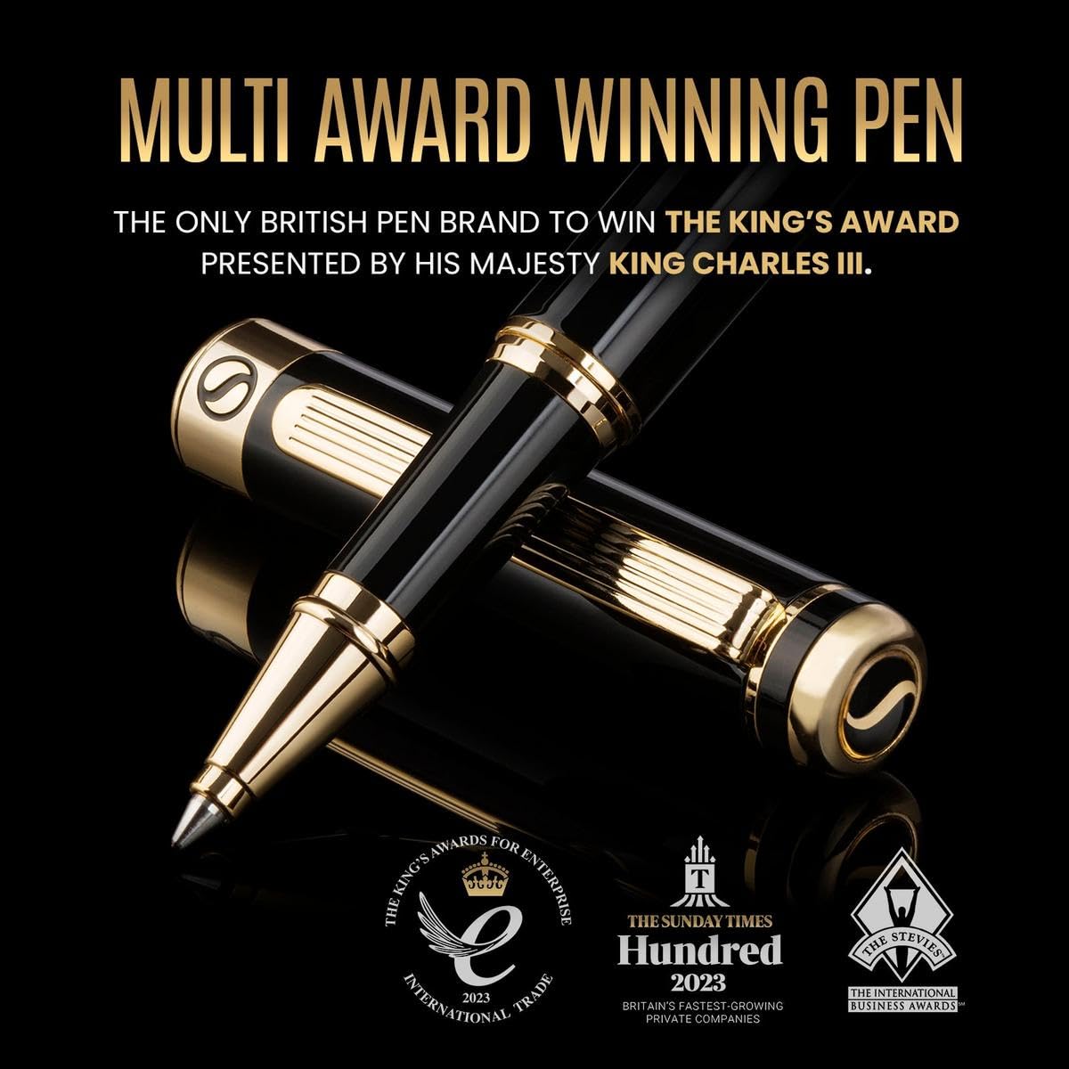 Buy now Scriveiner Black Lacquer Rollerball Pen - Stunning Luxury Pen, Real Gold Plating, Schmidt Ink Refill, Best Roller Ball Gift Set for Men & Women, Professional, Executive Office, Nice Pens at indiglob india