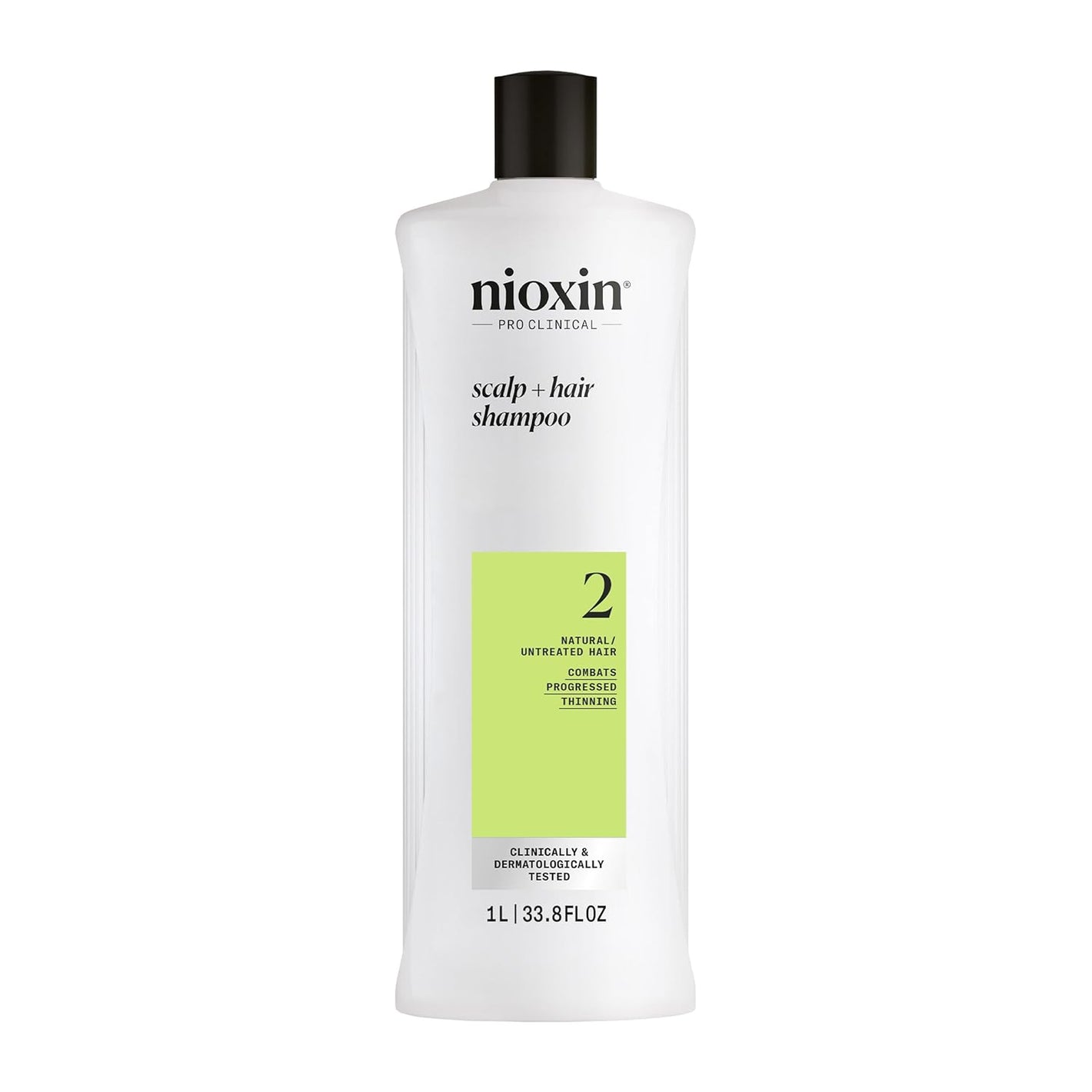 Nioxin System 2 Scalp + Hair Thickening Shampoo for Natural Hair with Progressed Thinning | Cleanse & Boost Hair Density with Niacinamide & Biotin