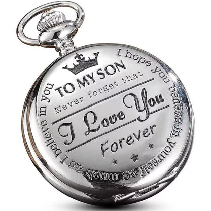 Engraved Pocket Watch to Son I Love You Gifts from a Mom Dad Birthday Christmas Gift Fob Watches Chains
