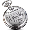 Engraved Pocket Watch to Son I Love You Gifts from a Mom Dad Birthday Christmas Gift Fob Watches Chains - Silver