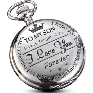Engraved Pocket Watch to Son I Love You Gifts from a Mom Dad Birthday Christmas Gift Fob Watches Chains