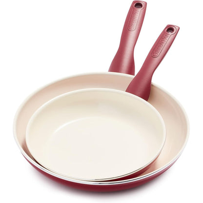GreenPan Rio 8" and 10" Frying Pan Skillet Set, PFAS-Free, Healthy Ceramic Nonstick Cookware, Stay-Cool Bakelite Handles, Dishwasher Safe, Easy Clean, Durable Performance, Black