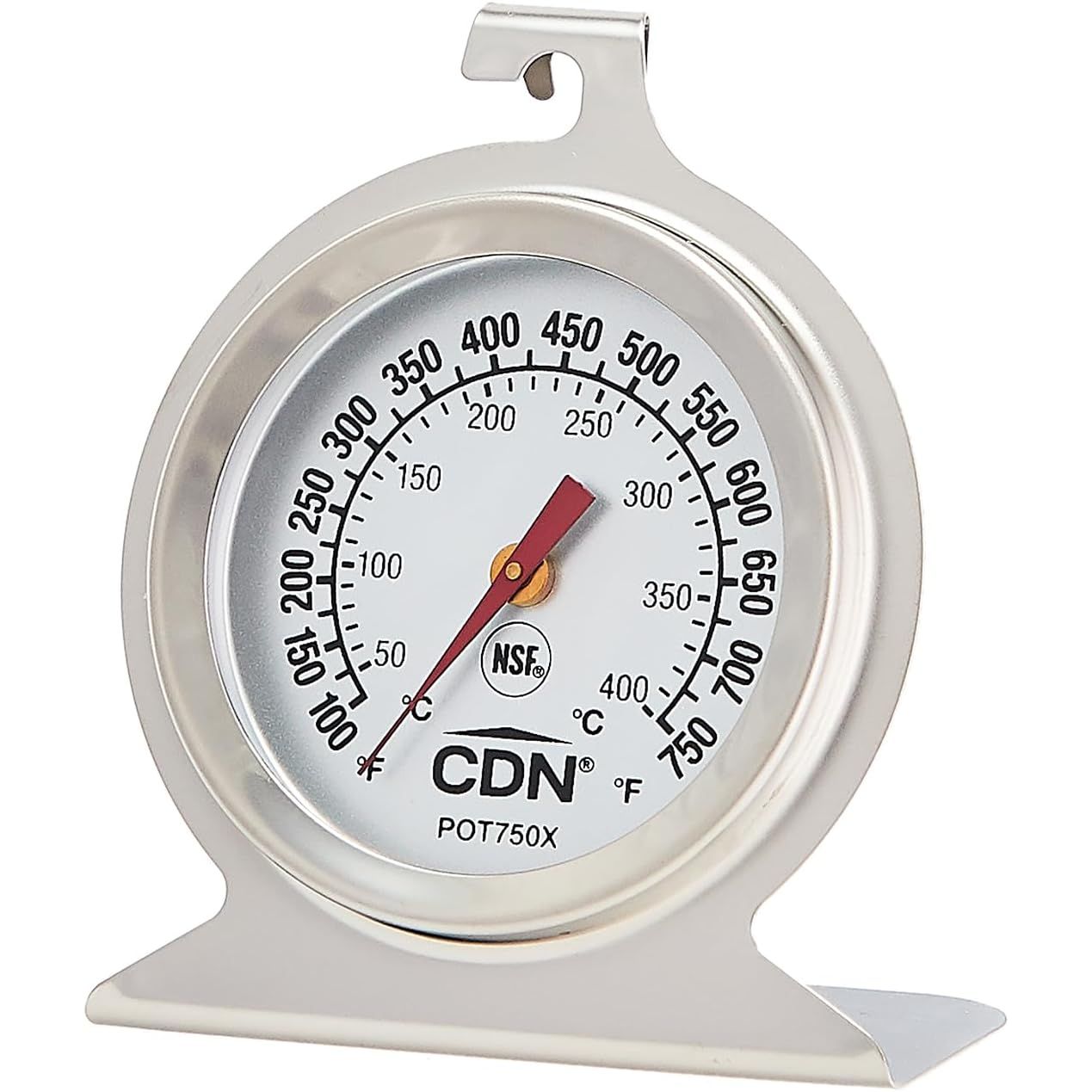 CDN High Heat Oven Thermometer | ProAccurate® | NSF Certified | 100-750°F Range | For Broiling, Roasting, High-Temp Cooking | Lab Glass Lens | POT750X