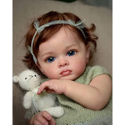 Pinky Reborn 23Inch Reborn Toddler Dolls Girl,Lifelike Newborn Baby Dolls Silicone Weighted Body,Toy for Kids Age 3+ (Milky Green Toddler Girl)