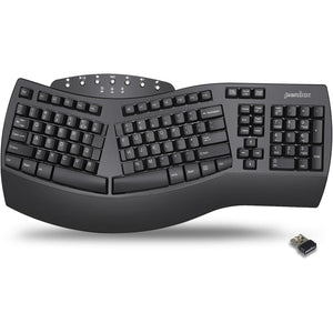 Perixx Periboard-612B Wireless Ergonomic Split Keyboard with Dual Mode 2.4G and Bluetooth Feature, Compatible with Windows 10 and Mac OS X System, Black, US English Layout