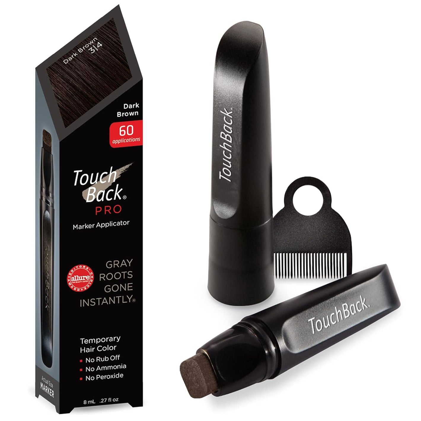 TouchBack Pro Gray Root Touch Up Marker Applicator - Real Hair Color - Dark Brown