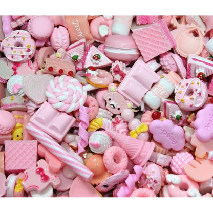 50 Pcs Slime Charms Easter Set DIY Craft Mixed Making Resin Jewery Making Kit, Resin Flatback Slime Beads Making Supplies for DIY Scrapbooking Crafts (Pink)