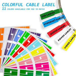 11 Colors Waterproof Wire Labels, 11 Sheet 330Pcs Writable Cord Labels, Self Adhesive Cable Tags for Wire Management, Cable Name Tags for Electronics Laser Printer Computer Cord - My Store