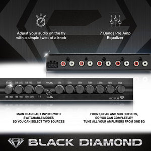 Buy now Black Diamond EQ7LS 7-Band Stereo Equalizer/Crossover Pre Amp Equalizer Car Audio EQ with Front Rear + Sub Output at indiglob india