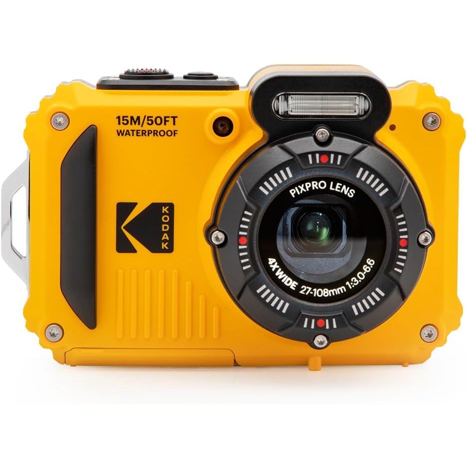 KODAK PIXPRO WPZ2 Rugged Waterproof Shockproof Dustproof WiFi Digital Camera 16MP 4X Optical Zoom 1080P Full HD Video Vlogging Camera 2.7" LCD (Yellow)