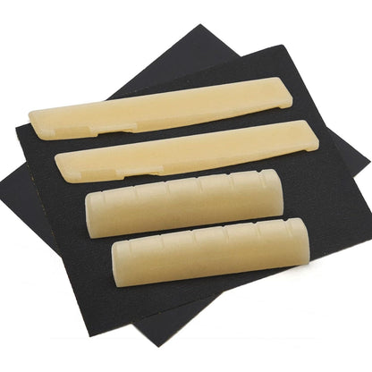 SAPHUE 6 String Acoustic Guitar Bone Bridge Saddle and Nut Made of Real Bone Pack of 2 Sets 4pcs(2 set Acousitc Bone Saddle and Nut)