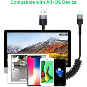 1.8M/6Ft USB iPhone Coiled Lightning Charging Cable for CarPlay,Apple Fast Charging Cord Sync USB Data Spring LED Retractable Charger Adapter Connector for iOS/iPhone 12/11/SE/Xs/Xr/8/7/6/iPad/iPod - My Store