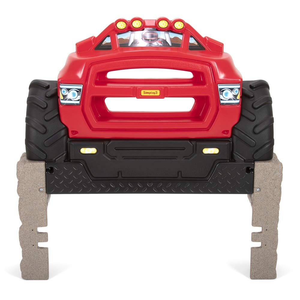 Buy now Simplay3 Monster Truck Headboard, Twin Size Plastic Car Bed Headboard for Kids, Toddlers and Boys with Toy Car Storage - Red, Made in USA at indiglob india