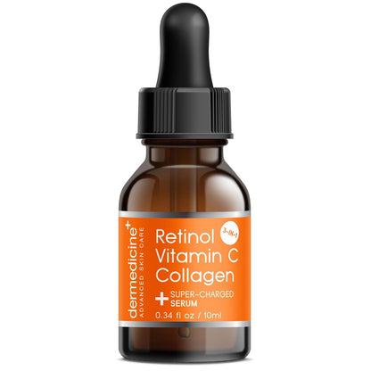 Retinol Vitamin C Collagen | Super Charged Anti-Aging Serum for Face | Pharmaceutical Grade Quality | Helps Smooth & Plump Fine Lines & Wrinkles & Brightens for Younger Skin Trial Size