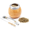 BALIBETOV Yerba Mate Gourd Set (Original Natural Handmade Yerba Mate Cup Argentina) - Includes Mate Tea Cup, Bombilla (Mate Straw) and Clean Brush - Classic Mate Cup and Bombilla Set (Suela) - SUELA