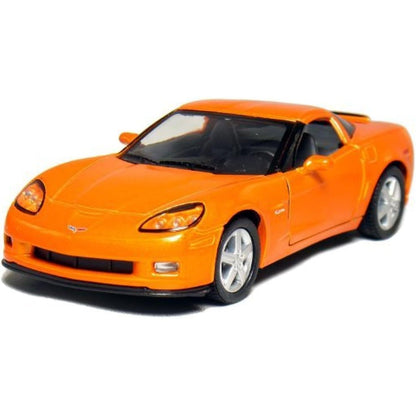 KINSMART 2007 Corvette Z06 5inch 1:36 Scale 5 Inch Die Cast Metal Model American Muscle Toy Car. Pullback Action (Yellow)