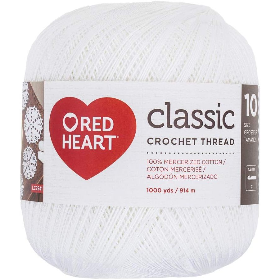 Red Heart Classic Crochet, Thread White Size 10