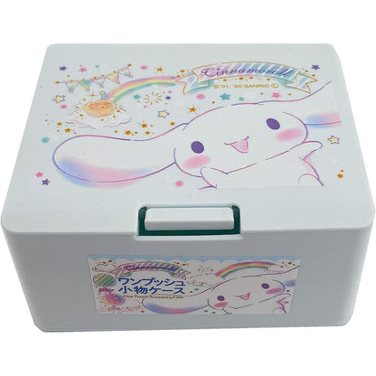 Sanrio Cinnamoroll Cute Box with One Touch Open Lid, Makeup / Accessory/ Cosmetic Case, 4.2 x 3.5 x 2.1in