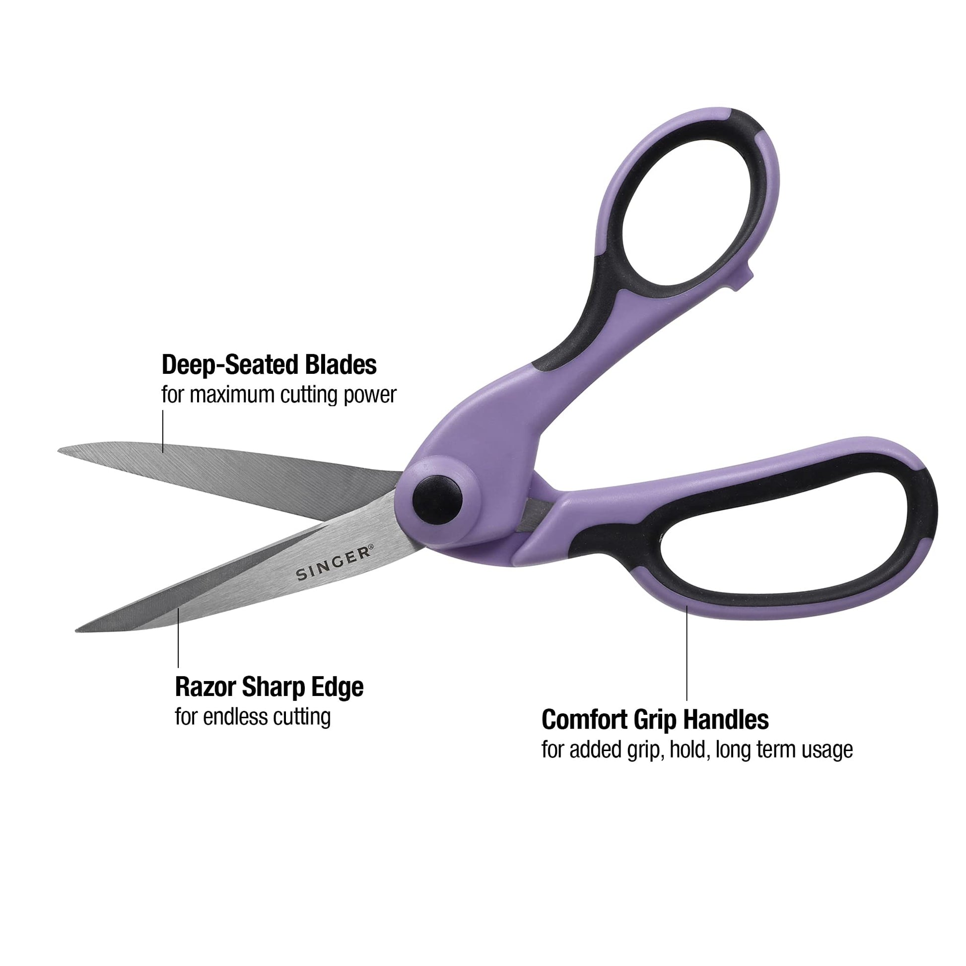 Buy now SINGER ProSeries Sewing 8.5" Heavy Duty Fabric Scissors and 4.5" Craft Detail Scissors Set, Lilac Purple, Set of 2 Sewing Scissors at indiglob india