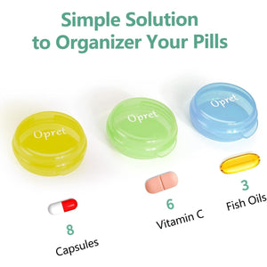 Opret Small Pill Box (3 Pcs), Cute Pill Case Portable for Pocket Purse Briefcase Travel Pills Box Medicine Storage Container Earplug Case