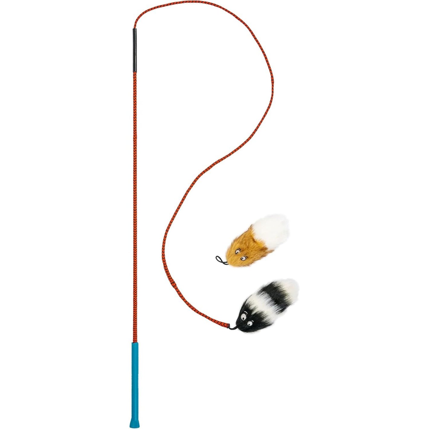 Outward Hound Tail Teaser Interactive Dog Wand Toy with Squeaky Plush Teaser and Crinkle Sounds for Active Play, Multicolored