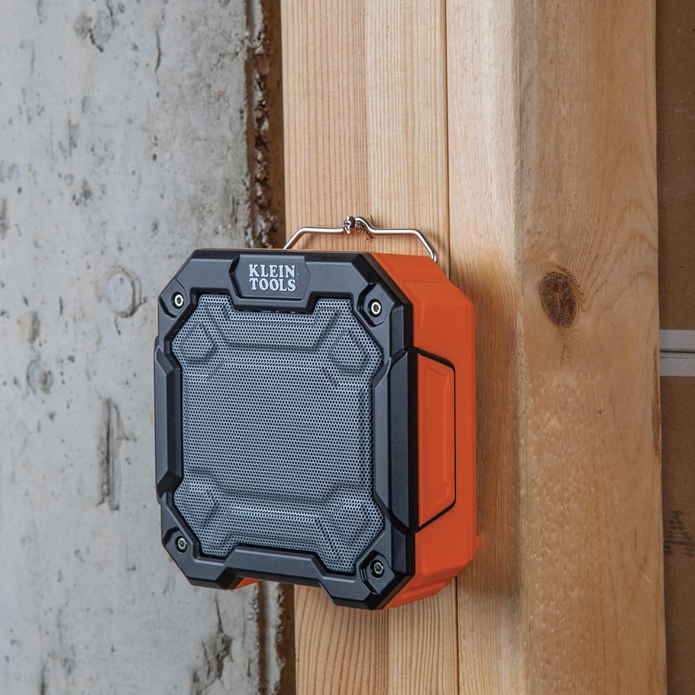 Buy now KLEIN TOOLS AEPJS3 Bluetooth Jobsite Speaker with Magnet and Hook, 20-Hr Run Time, Charge Via USB A or C, Pair Multiple Speakers Via Broadcast, Hands Free Capable at indiglob india