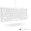 Macally Small Wired Keyboard for Mac and Windows - 78 Scissor Switch Keys Compatible Apple Keyboard - USB Mini Keyboard That Saves Space and Looks Great - Plug and Play Wired Mac Keyboard - Aluminum - White