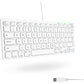 Macally Small Wired Keyboard for Mac and Windows - 78 Scissor Switch Keys Compatible Apple Keyboard - USB Mini Keyboard That Saves Space and Looks Great - Plug and Play Wired Mac Keyboard - Aluminum