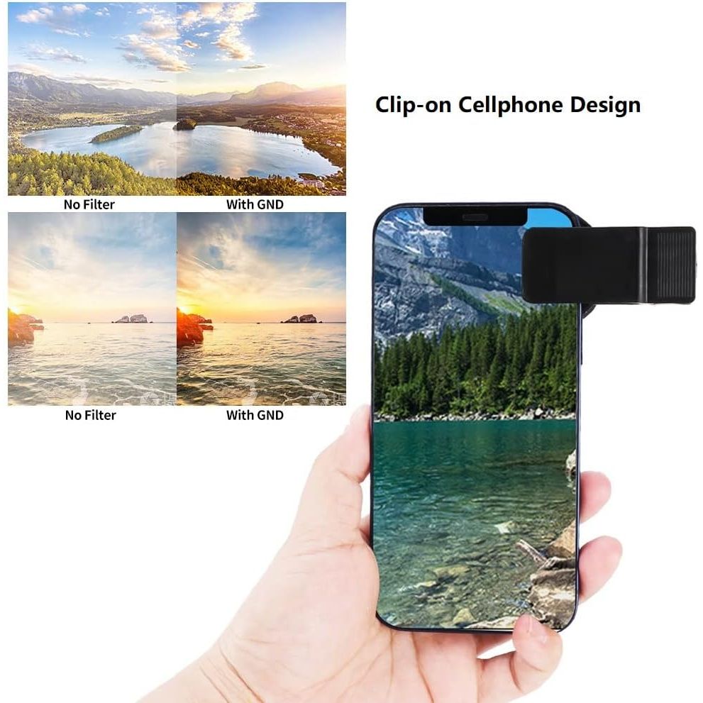 Buy now Phone Camera Lens, 37mm Clip-on ND 2-400 Cell Phone Lens Adjustable Density Filter with Phone Clip for iPhone for Samsung Android Smartphones at indiglob india