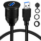 BATIGE Single Port USB 3.0 Male to Female AUX Car Mount Flush Cable Waterproof Extension for Car Truck Boat Motorcycle Dashboard Panel - 3ft