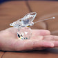 H&D Crystal Flying Butterfly with Crystal Ball Base Figurine Collection Cut Glass Ornament Statue Animal Collectible (Clear)