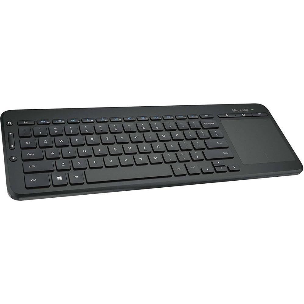 Microsoft All-in-One Media Keyboard - Wireless - Integrated Multi-Touch Trackpad - Advanced Encryption Standard (AES) 128-Bit Encryption - Spill-Resistant - Customizable Media Hotkeys - Black