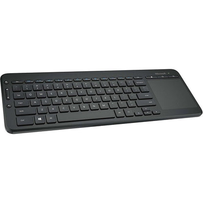 Microsoft All-in-One Media Keyboard - Wireless - Integrated Multi-Touch Trackpad - Advanced Encryption Standard (AES) 128-Bit Encryption - Spill-Resistant - Customizable Media Hotkeys - Black