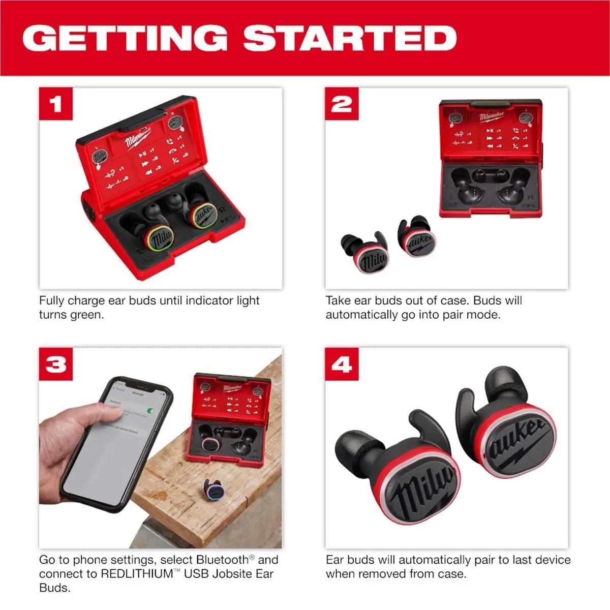 Buy now Milwaukee Electric - USB BLUETOOTHREG JOBSITE Ear Buds at indiglob india