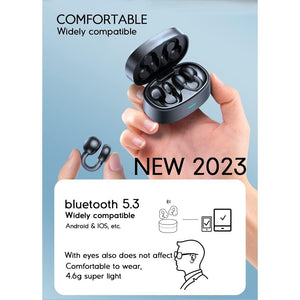 Bone Conduction Headphones - Bluetooth 5.3 Open Ear Clip-on Wireless Earbuds for Travel